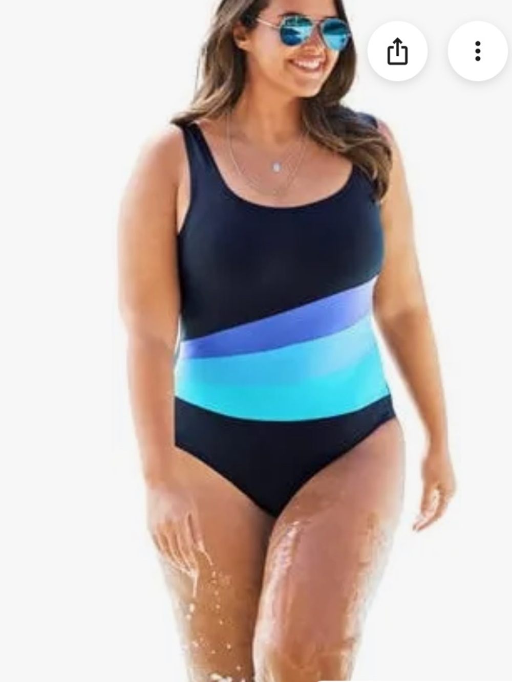 Swimsuits for All Navy Blue Aqua Onepiece Colorblock Size 28 Plus NWT